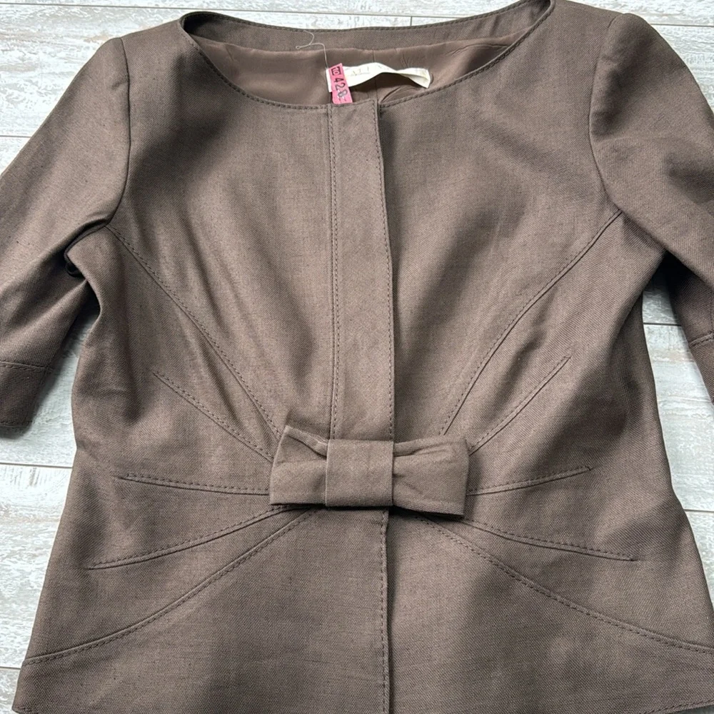 Valentino Linen‎ Blazer Bow Vintage Blazer Padded Shoulders